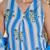 blue and white striped a-line design kurta trouser dupatta set