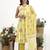 yellow and white striped a-line design kurta trouser dupatta set