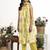yellow and white striped a-line design kurta trouser dupatta set