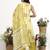 yellow and white striped a-line design kurta trouser dupatta set