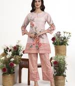 peach printed cotton co-ord set