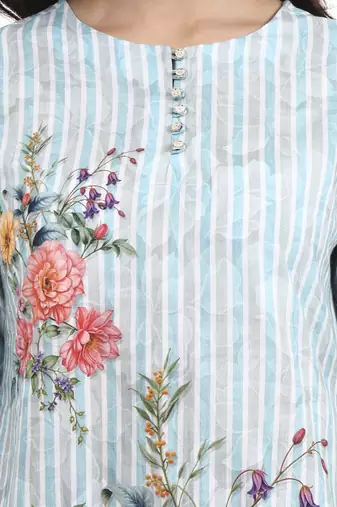 sky blue printed cotton co-ord set