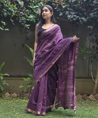 purple maheshwari silk saree 5