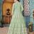 SEA GREEN COLOR CORDING HEAVY SEQUINS NET SEMI STICHED PANT STYLE GOWN