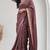 wine striped linen saree