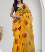 yellow kota doria saree