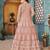 PEACH COLOR CORDING HEAVY SEQUINS NET SEMI STICHED PANT STYLE GOWN
