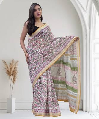 white maheshwari silk saree 1