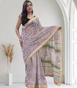 white maheshwari silk saree