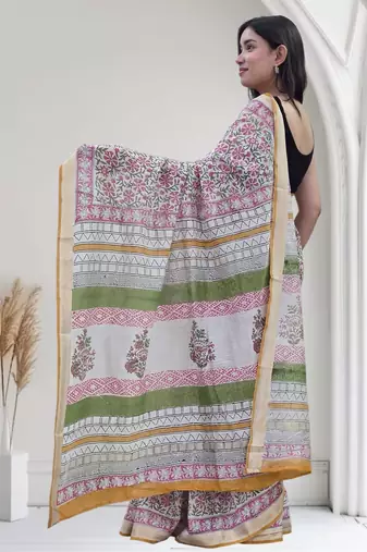 white maheshwari silk saree
