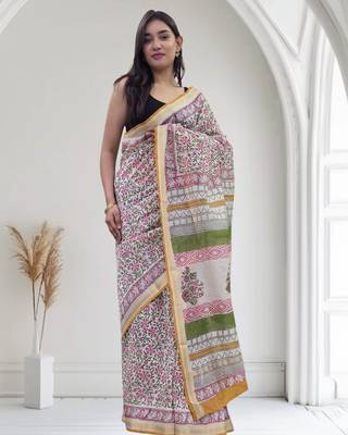 white maheshwari silk saree 5