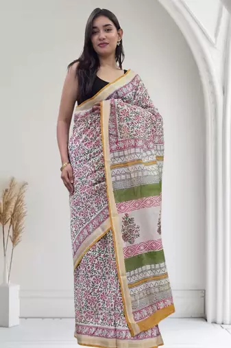 white maheshwari silk saree