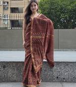 brown maheshwari silk saree