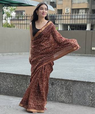 brown maheshwari silk saree 2