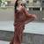 brown maheshwari silk saree