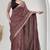 wine striped linen saree