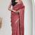 red striped linen saree