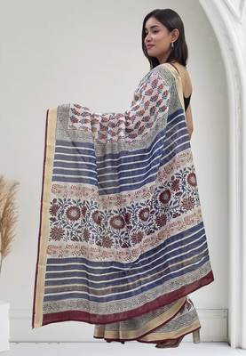 white maheshwari silk saree 1
