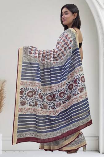 white maheshwari silk saree