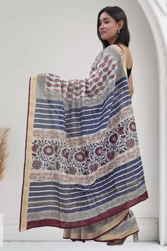 white maheshwari silk saree