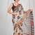 block printed beige kota doria saree