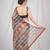 block printed beige kota doria saree