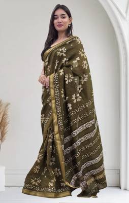 green maheshwari silk saree 1