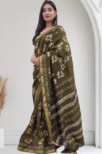 green maheshwari silk saree