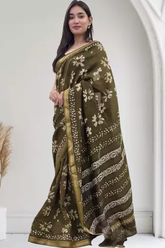 green maheshwari silk saree