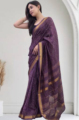 purple maheshwari silk saree