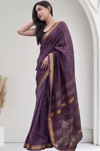 purple maheshwari silk saree