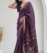 purple maheshwari silk saree