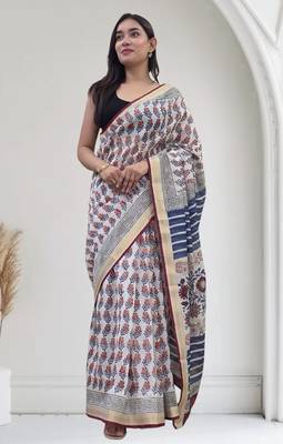 white maheshwari silk saree 2