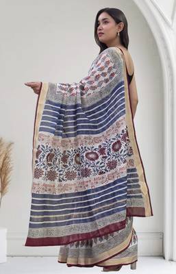 white maheshwari silk saree 3