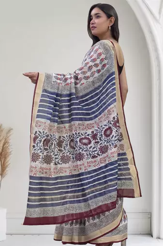 white maheshwari silk saree
