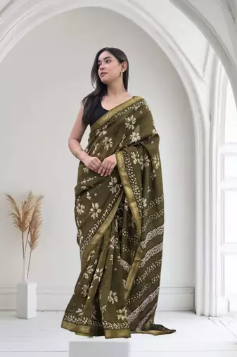 green maheshwari silk saree