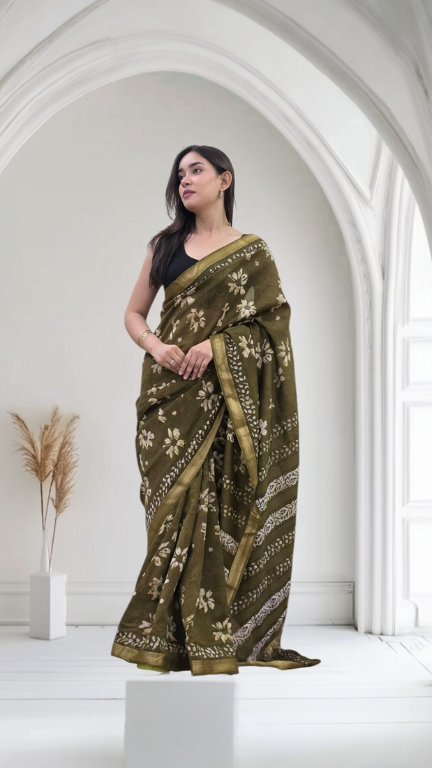 green maheshwari silk saree