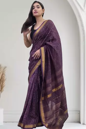 purple maheshwari silk saree