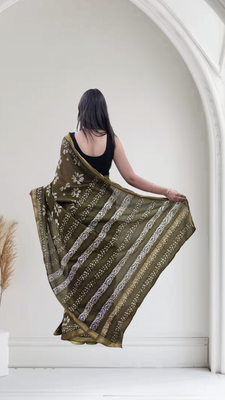 green maheshwari silk saree 3