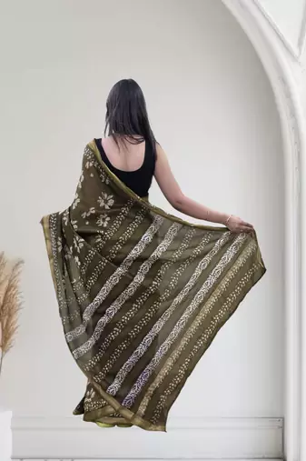 green maheshwari silk saree