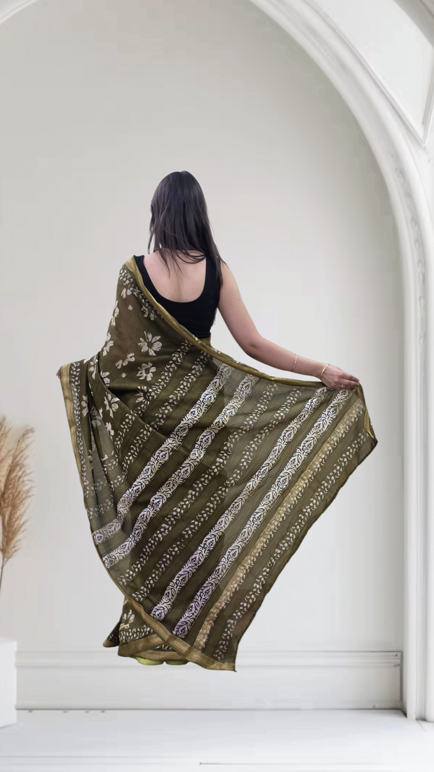 green maheshwari silk saree