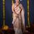 green striped linen saree with unstitched blouse