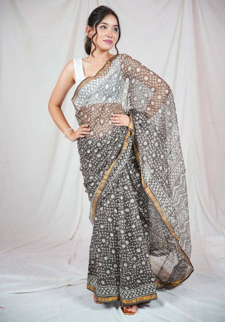 elegance kota doria saree with unstitched blouse