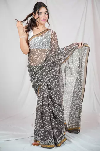 elegance kota doria saree with unstitched blouse