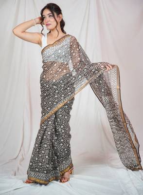 elegance kota doria saree with unstitched blouse 4