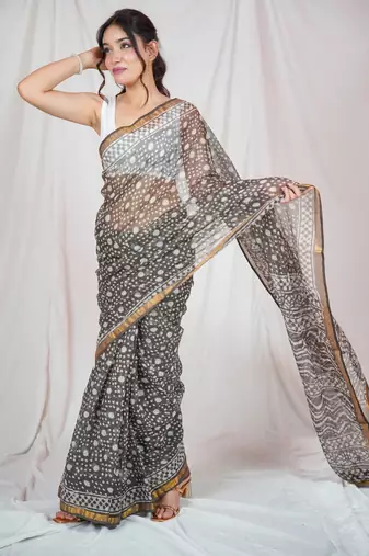 elegance kota doria saree with unstitched blouse