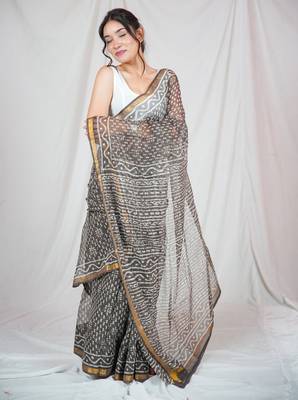 charm kota doria saree with unstitched blouse 3