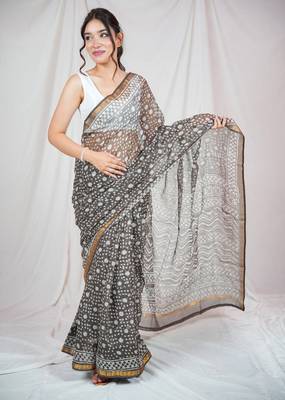 elegance kota doria saree with unstitched blouse 5