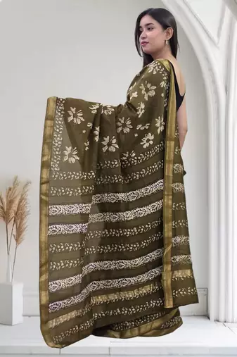 green maheshwari silk saree