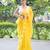 yellow embroidered kota doria saree